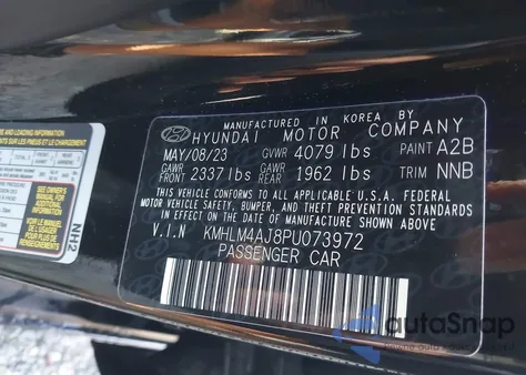 2023 Hyundai Elantra Hybrid Blue z USA, uszkodzony, nr VIN KMHLM4AJ8PU073972